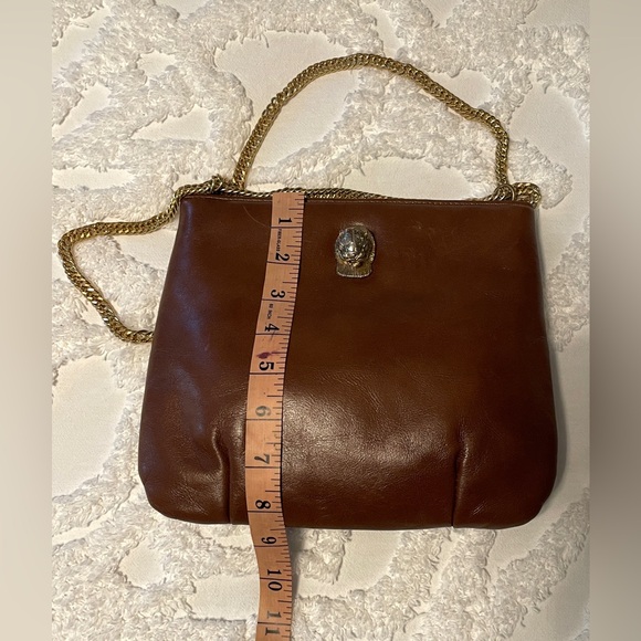 Vintage (1970s) Ruth Saltz Brown Leather Adjustable Cougar Head Purse - Picture 7 of 9
